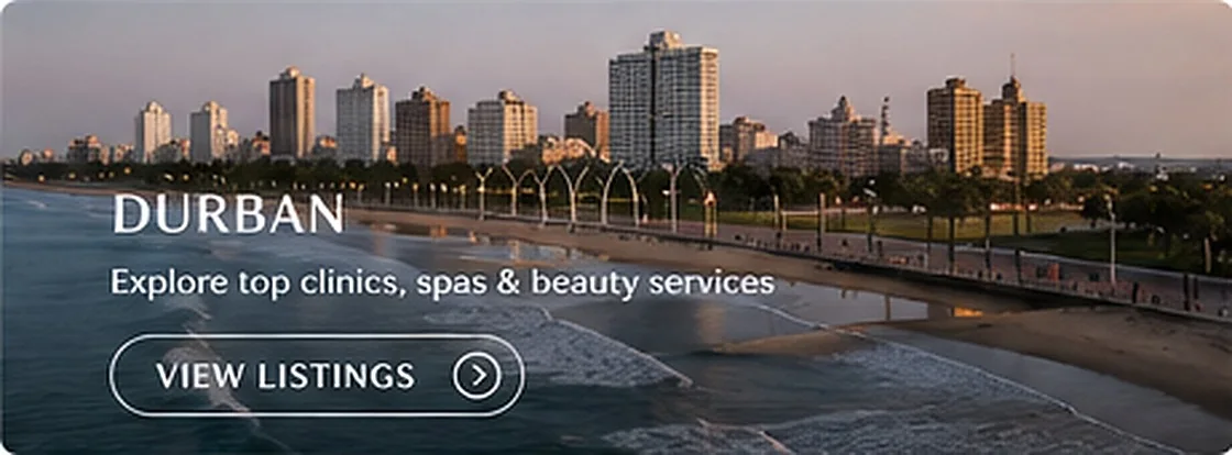 Durban beachfront and city skyline at golden hour
