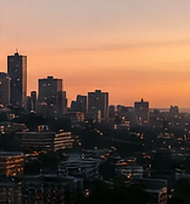 Johannesburg city skyline at sunset